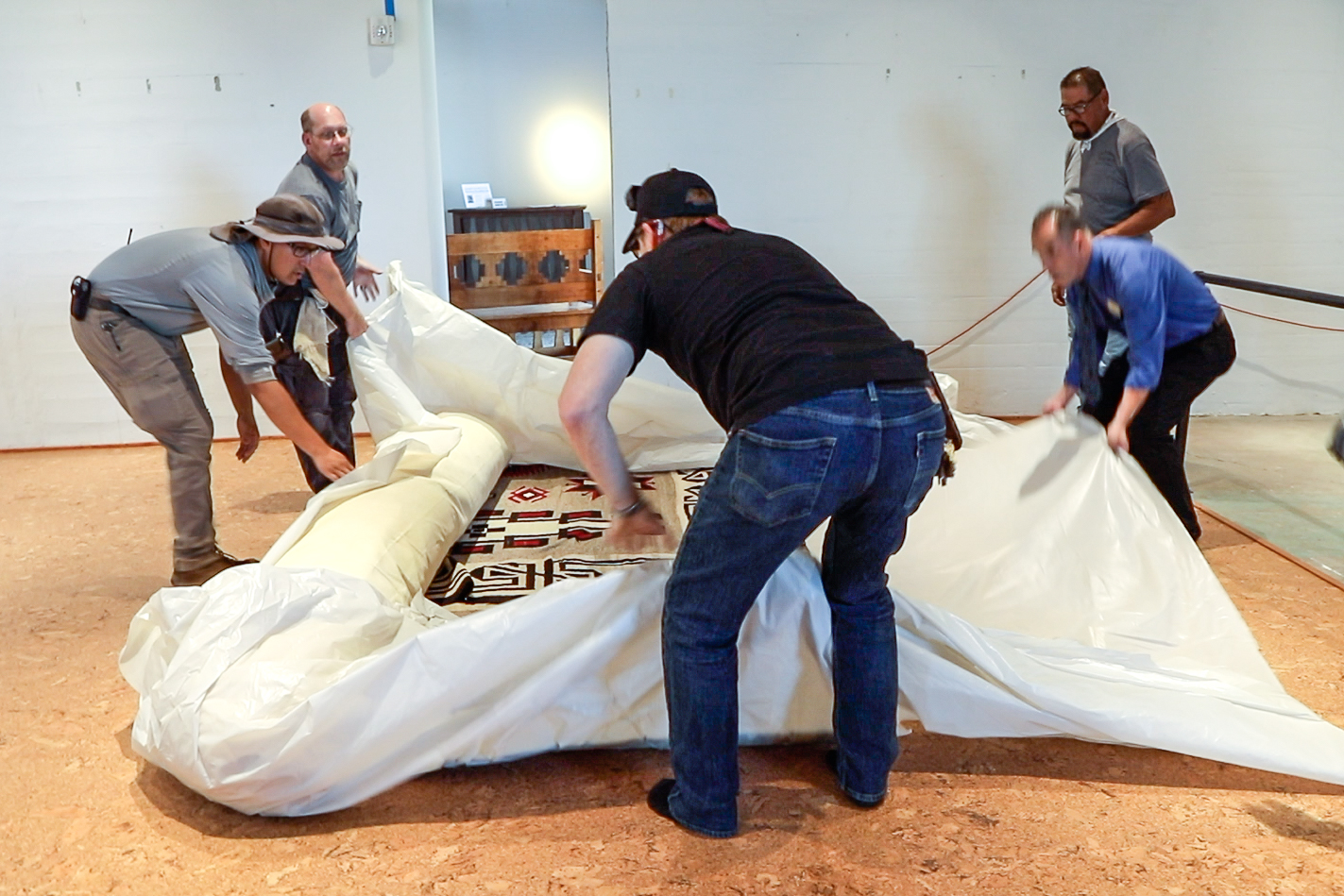 Moving The Big Rug to the Exhibit - Affeldt Mion Museum