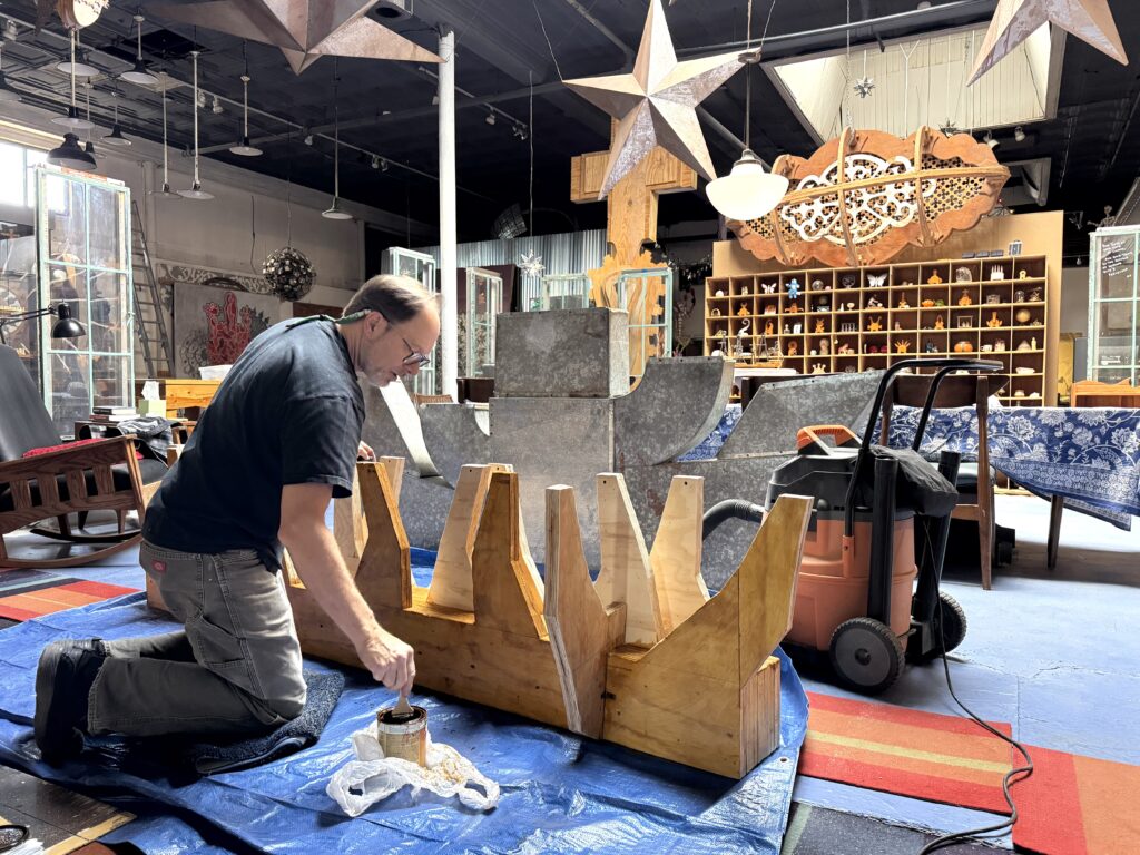 Katzenjammer sculpture inside snowdrift art space with artist Dan Lutzick